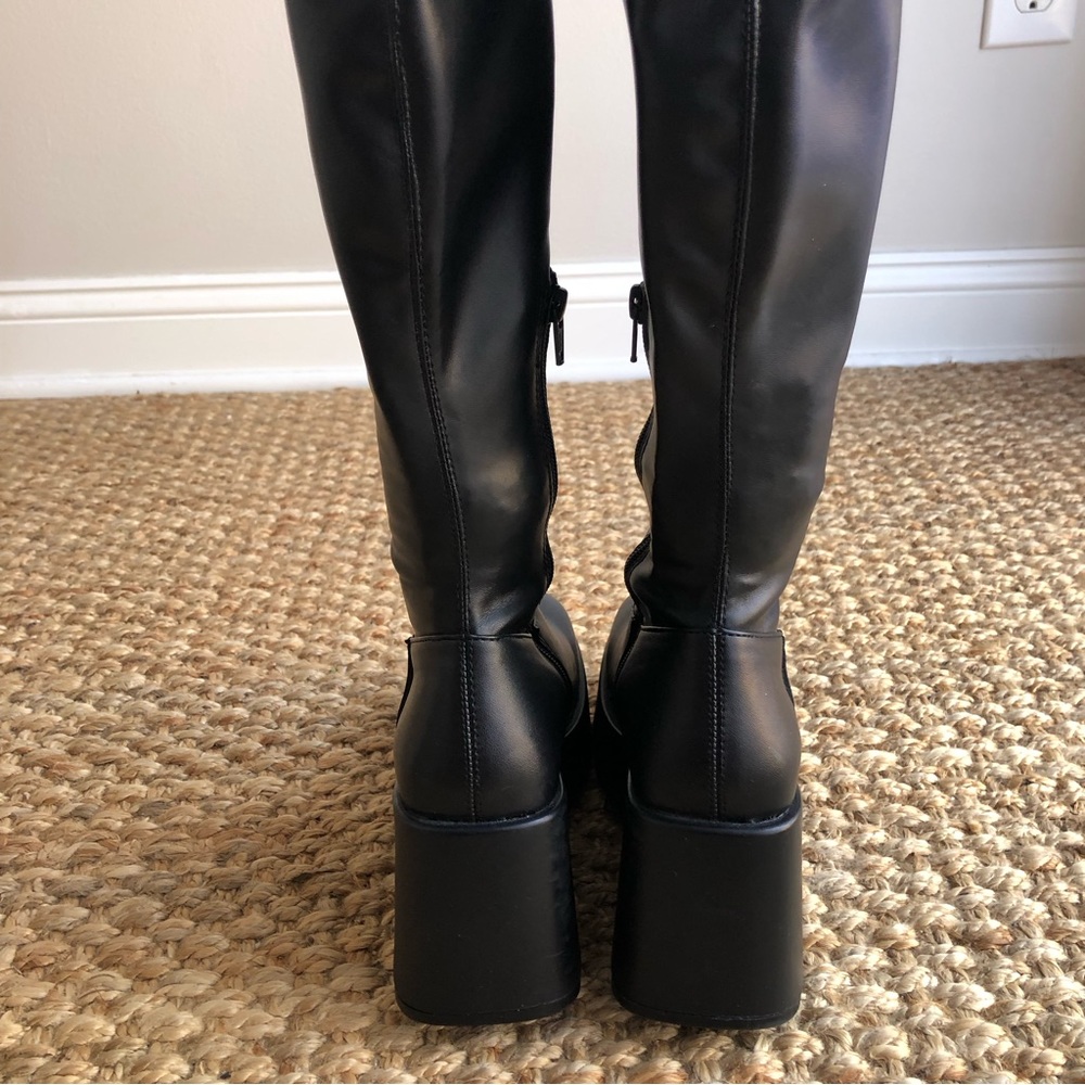 Steve Madden Black Platform Wedge Knee Boots - Picture 10 of 16